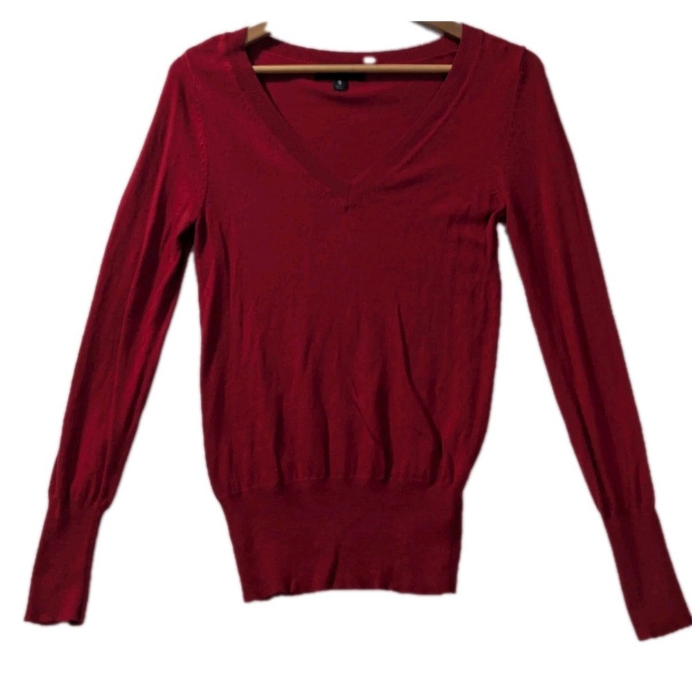 Y2K‎ Mossimo Red V Neck Knit Sweater Womens Small Long Sleeve